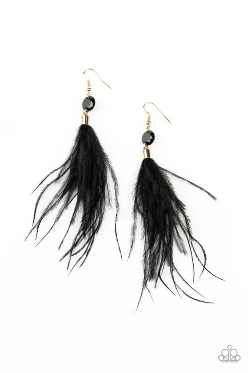 Paparazzi ♥ Feathered Flamboyance - Gold ♥ Earrings