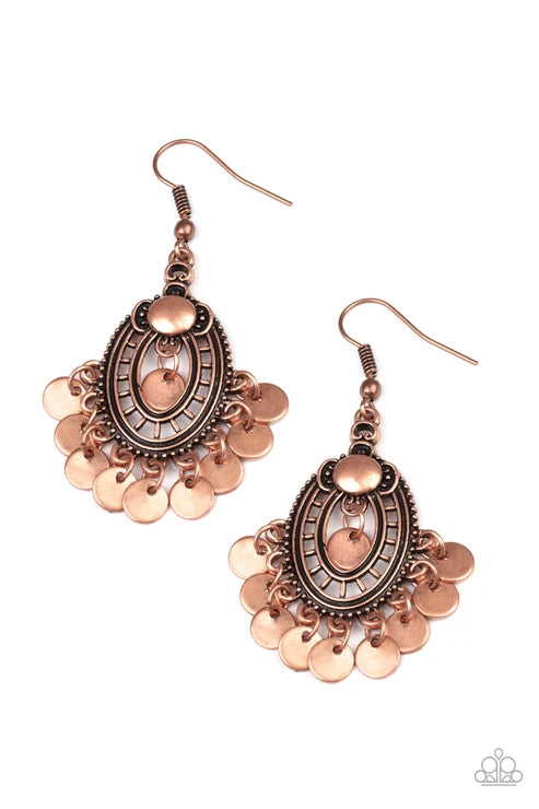 Paparazzi ♥ Chime Chic - Copper ♥ Earrings
