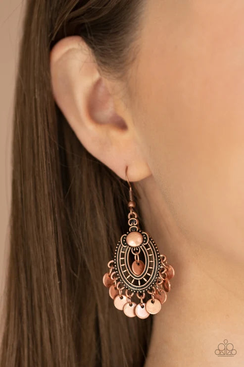 Paparazzi ♥ Chime Chic - Copper ♥ Earrings