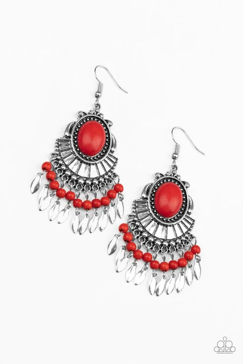 Paparazzi ♥ Eco Trip - Red ♥ Earrings