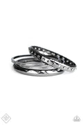 Paparazzi ♥ Revved Up Rhinestones - Gunmetal ♥ Bracelet