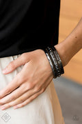 Paparazzi ♥ Revved Up Rhinestones - Gunmetal ♥ Bracelet