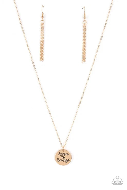 Paparazzi ♥ America The Beautiful - Gold ♥ Necklace