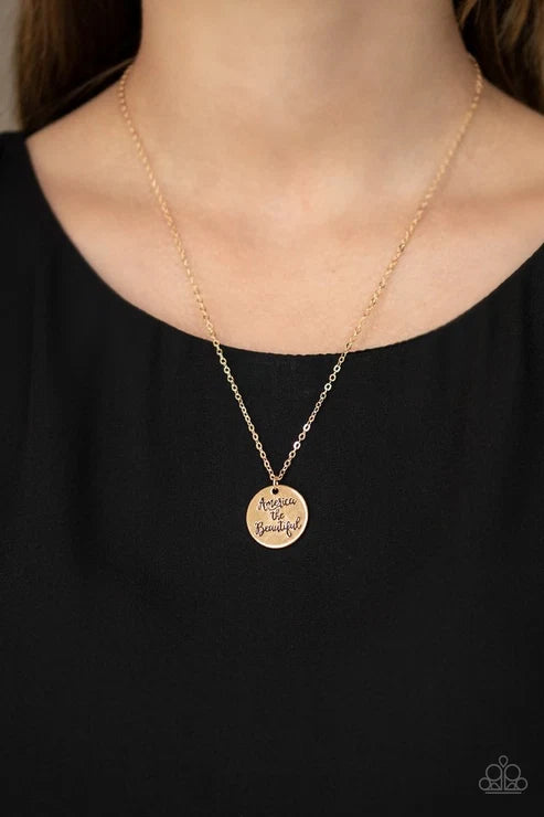 Paparazzi ♥ America The Beautiful - Gold ♥ Necklace