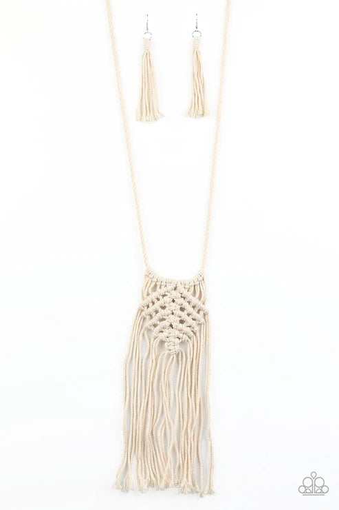 Paparazzi ♥ Macrame Mantra - White ♥ Necklace