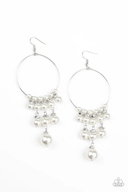 Paparazzi ♥ Working The Room - White ♥ Earrings
