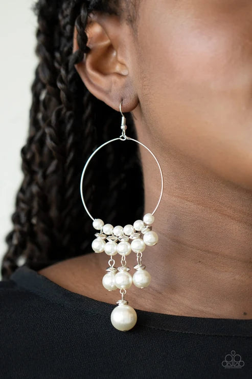 Paparazzi ♥ Working The Room - White ♥ Earrings