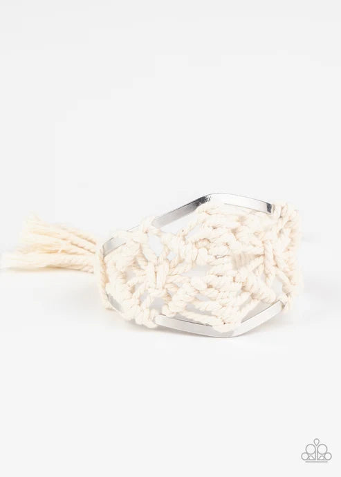 Paparazzi ♥ Macrame Mode - White ♥ Bracelet