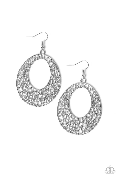 Paparazzi ♥ Serenely Shattered - Silver ♥ Earrings