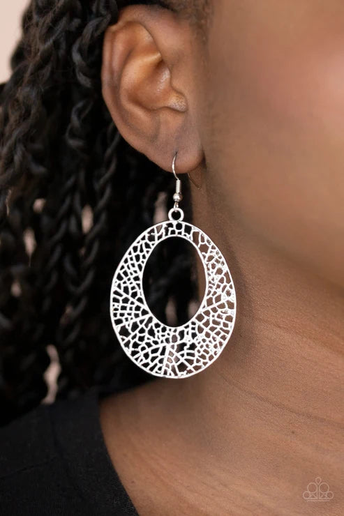Paparazzi ♥ Serenely Shattered - Silver ♥ Earrings