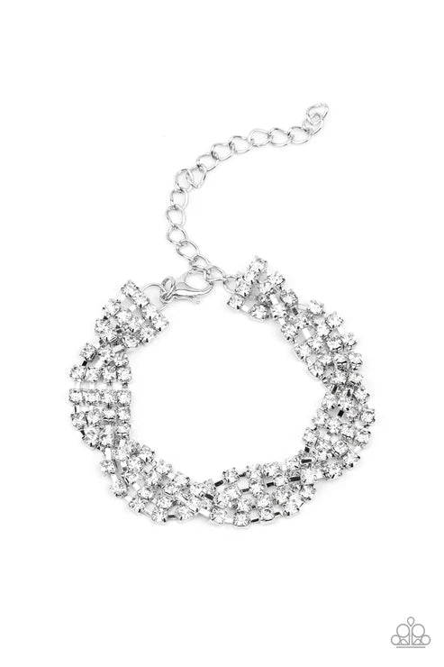 Paparazzi ♥ Twists and Turns - White ♥ Bracelet