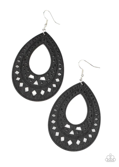 Paparazzi ♥ Belize Beauty - Black ♥ Earrings