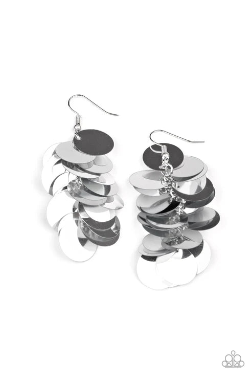 Paparazzi ♥ Now You SEQUIN It - Silver ♥ Earrings