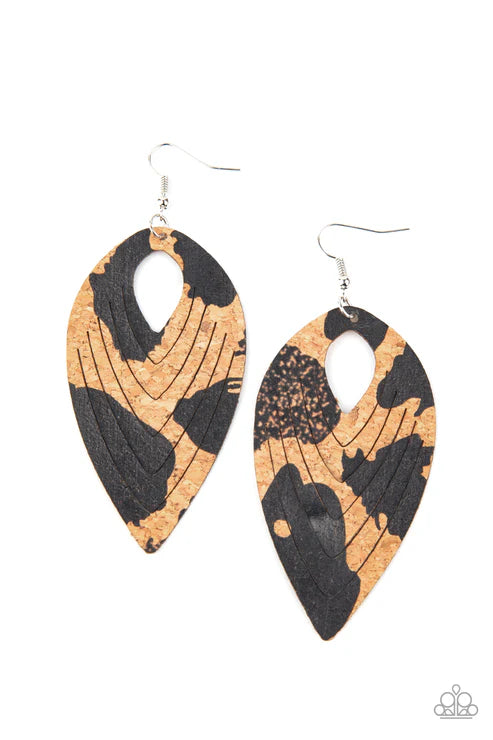 Paparazzi ♥ Cork Cabana - Black ♥ Earrings