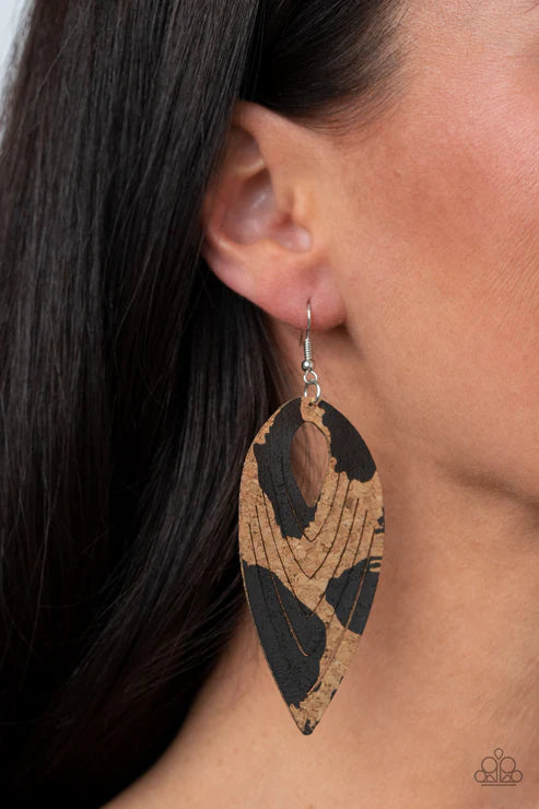 Paparazzi ♥ Cork Cabana - Black ♥ Earrings