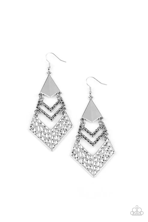 Paparazzi ♥ Work Hazard - Silver ♥ Earrings