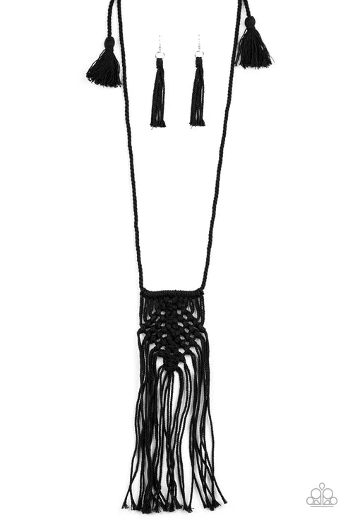 Paparazzi ♥ Macrame Mantra - Black ♥ Necklace