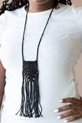 Paparazzi ♥ Macrame Mantra - Black ♥ Necklace