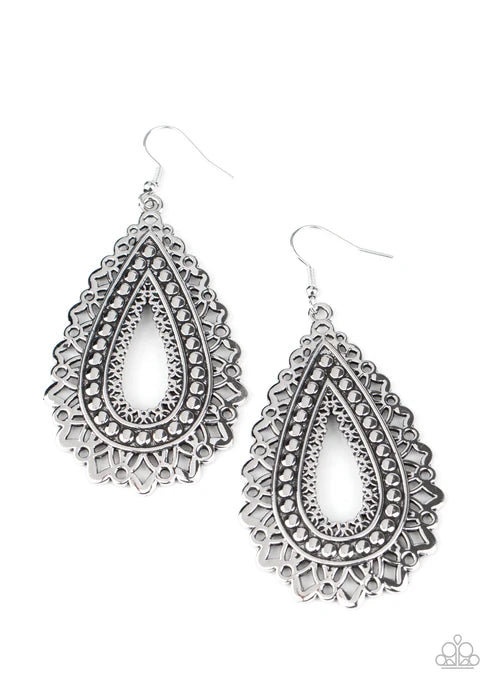 Paparazzi ♥ Texture Garden - Silver ♥ Earrings