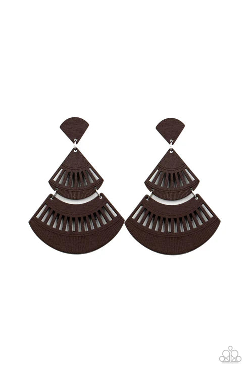 Paparazzi ♥ Oriental Oasis - Brown ♥ Post Earrings