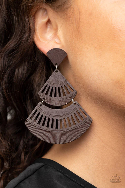 Paparazzi ♥ Oriental Oasis - Brown ♥ Post Earrings