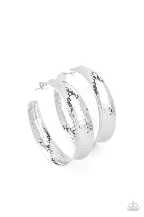 Paparazzi ♥ Fearlessly Flared - Silver ♥ Earrings
