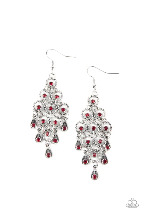 Paparazzi ♥ Chandelier Cameo - Red ♥ Earrings