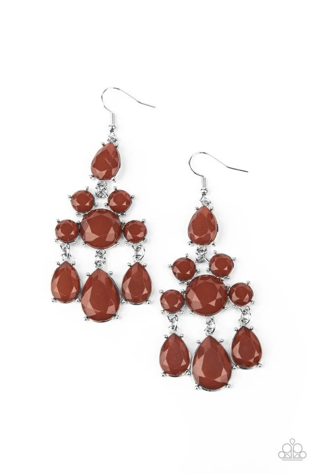 Paparazzi ♥ Afterglow Glamour - Brown ♥ Earrings