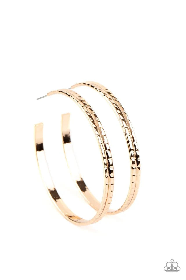 Paparazzi ♥ TREAD All About It - Gold ♥ Earrings