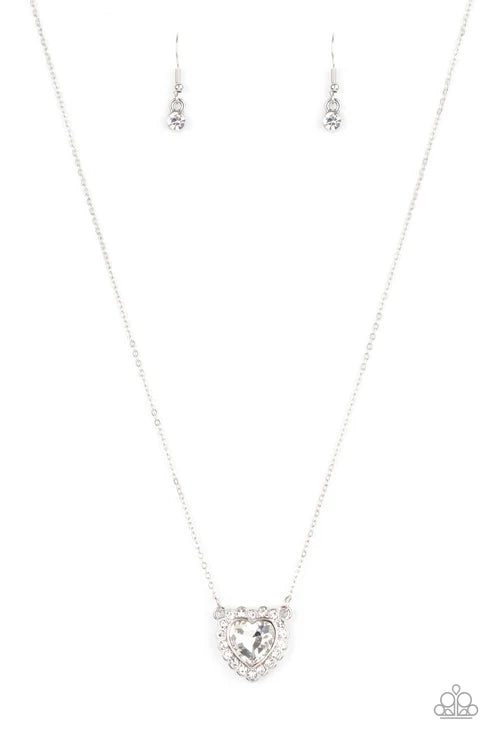 Paparazzi ♥ Out of the GLITTERY-ness of Your Heart - White ♥ Necklace