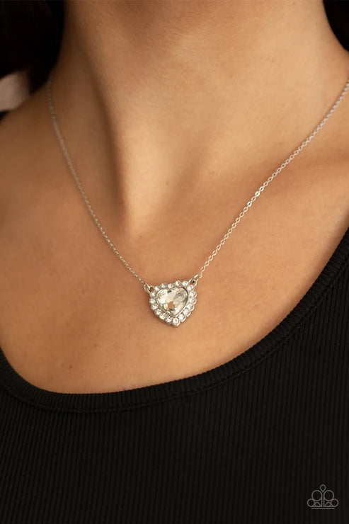 Paparazzi ♥ Out of the GLITTERY-ness of Your Heart - White ♥ Necklace