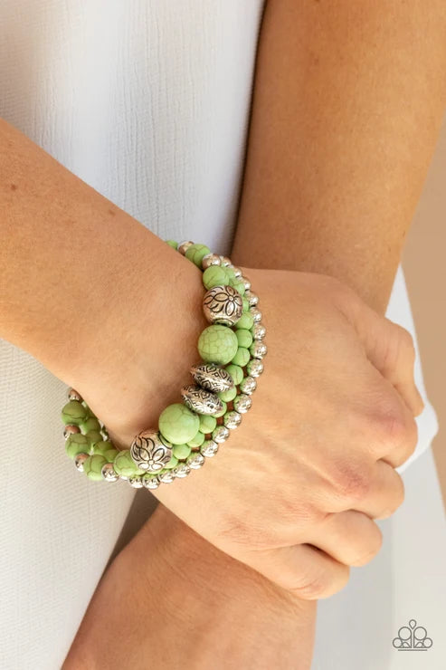 Paparazzi ♥ Desert Blossom - Green ♥ Bracelet