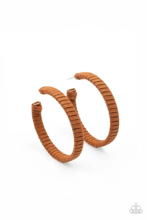 Paparazzi ♥ Suede Parade - Brown ♥ Earrings