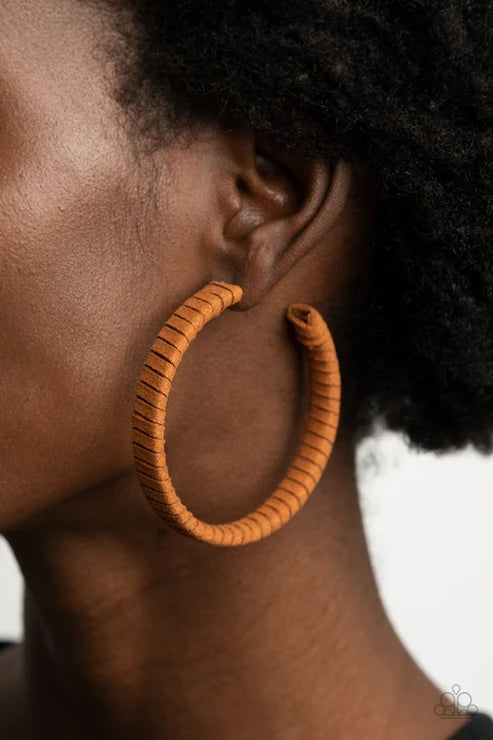 Paparazzi ♥ Suede Parade - Brown ♥ Earrings