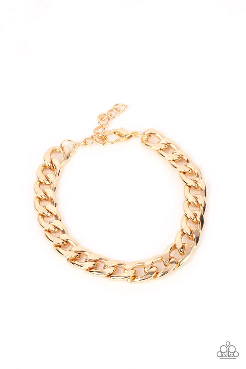 Paparazzi ♥ Knock, Knock, KNOCKOUT - Gold ♥ Mens Bracelet