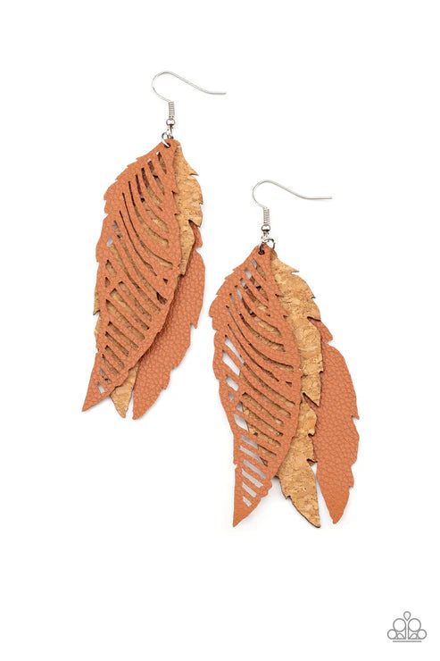 Paparazzi ♥ WINGING Off The Hook - Brown ♥ Earrings