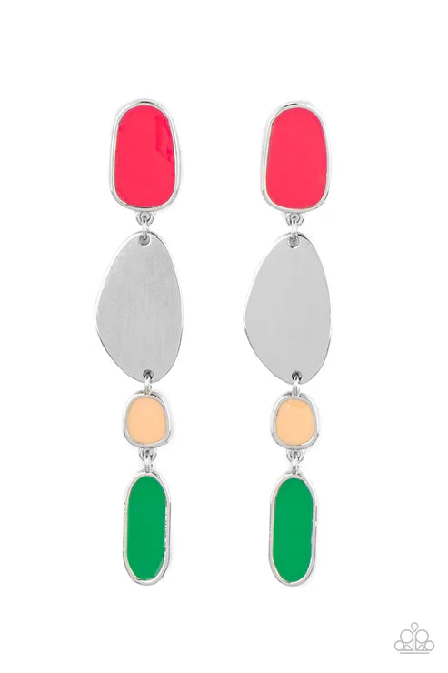 Paparazzi ♥ Deco By Design - Multi ♥ Post Earrings