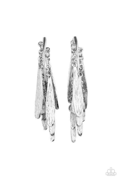 Paparazzi ♥ Pursuing The Plumes - Silver ♥ Post Earrings