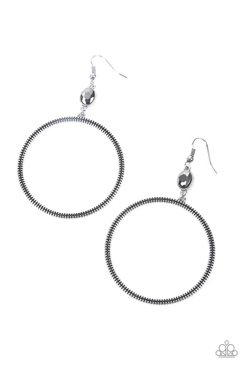 Paparazzi ♥ Work That Circuit - Silver ♥ Earrings