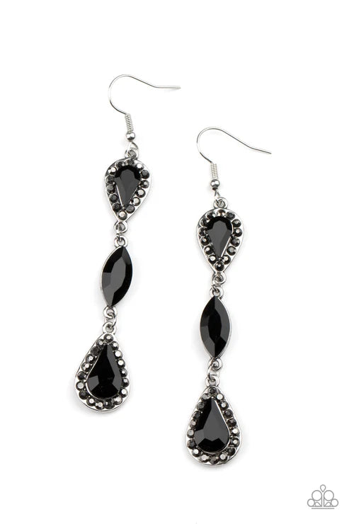Paparazzi ♥ Test of TIMELESS - Black ♥ Earrings