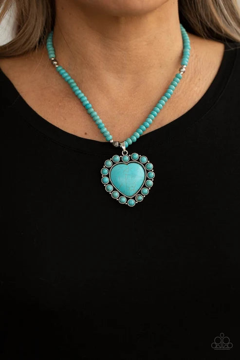 Paparazzi ♥ A Heart Of Stone - Blue ♥ Necklace