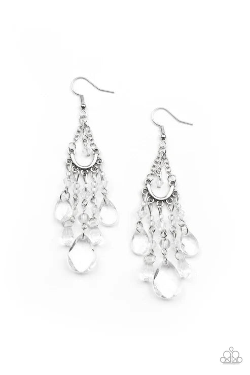 Paparazzi ♥ Paid Vacation - White ♥ Earrings