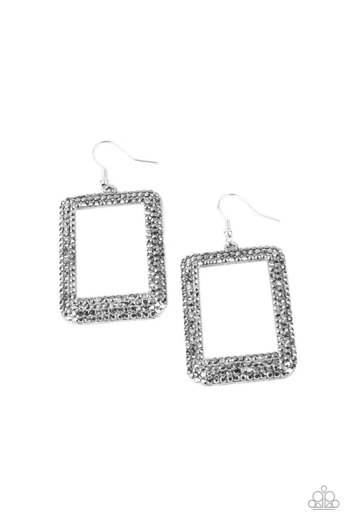 Paparazzi ♥ World FRAME-ous - Silver ♥ Earrings