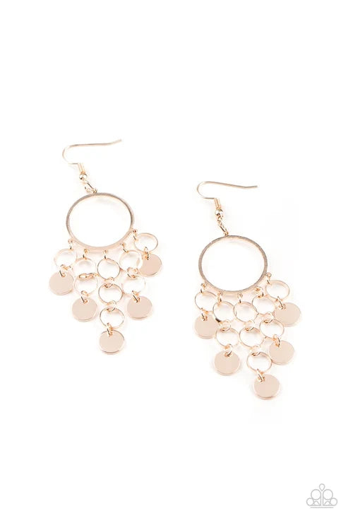 Paparazzi ♥ Cyber Chime - Rose Gold ♥ Earrings