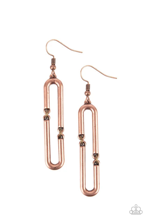 Paparazzi ♥ Linked and Synced - Copper ♥ Earrings