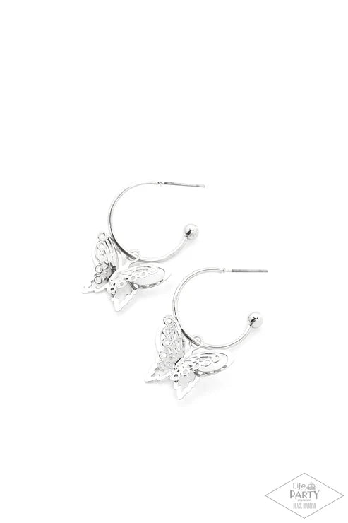 Paparazzi ♥ Butterfly Freestyle - Silver ♥ Earrings