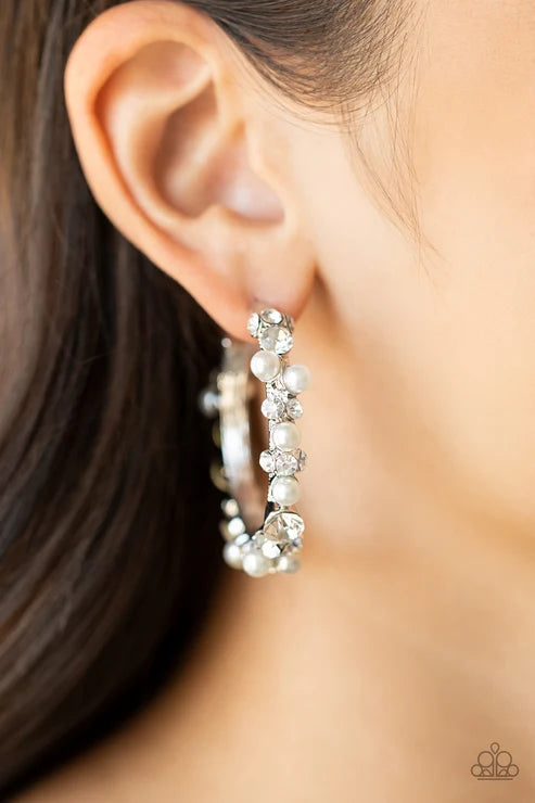 Paparazzi ♥ Let There Be SOCIALITE - White ♥ Earrings