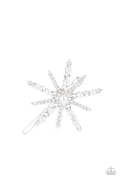 Paparazzi ♥ Leading Luminary - White ♥ Hair Clip