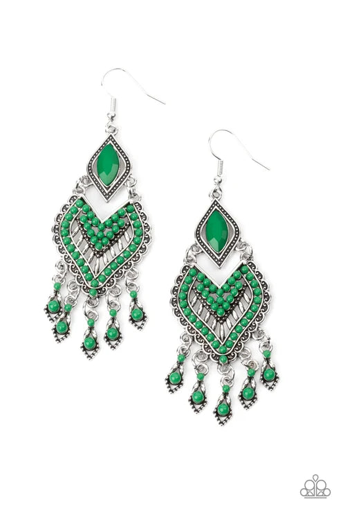 Paparazzi ♥ Dearly Debonair - Green ♥ Earrings