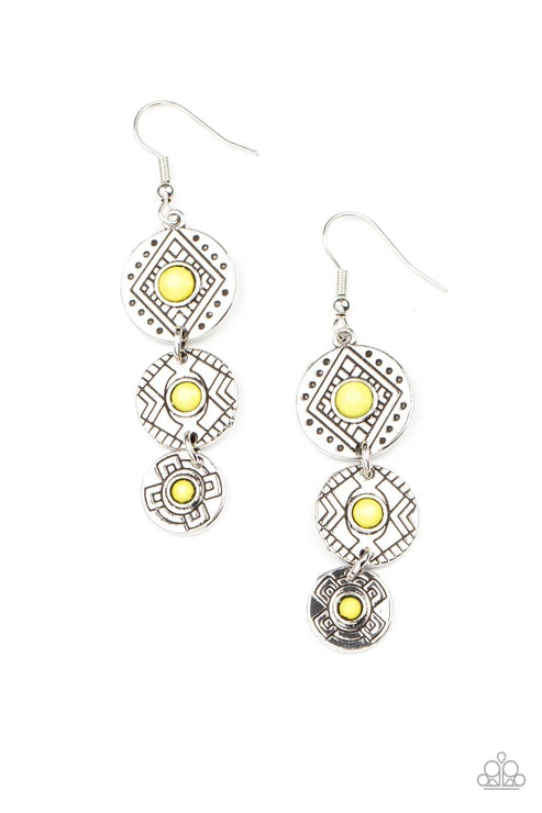 Paparazzi ♥ Totem Temptress - Yellow ♥ Earrings